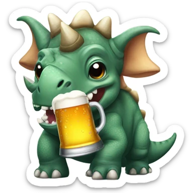 Triceratops drinking a beer sticker