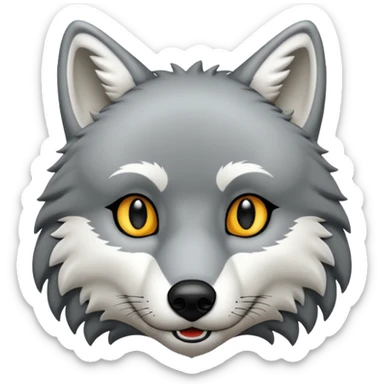 Huella de lobo de color blanco y borde negro  sticker