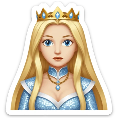 Katharina Siegel, Mistress of Vlad Tepes with long golden blonde hair, white sequin outfit sticker