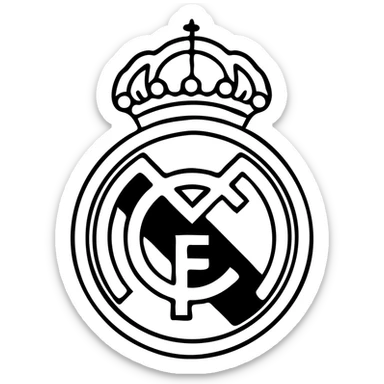 Real Madrid crest, minimal black outlined icon, no fill sticker