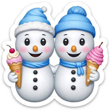 snowmen holding ice cream sticker