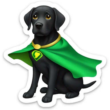 black lab with green yellow superhero cape sticker