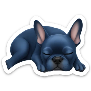 dark blue french bulldog sleeping with zzz text sticker