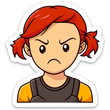 redhead girl angry face sticker