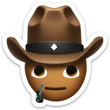 a nugget with a cow-boy hat and a roblox basic face and a guitar sticker