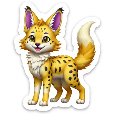 Cute Kawaii Epic Colorful Sergal-Serval-Vernid full body sticker