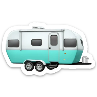 Realistic isolated tiffany blue camping trailer sticker