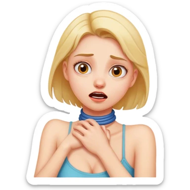 a girl grabbing herself by the neck and she looks like she is going crazy sticker