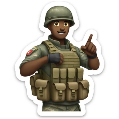 Male soldier pointing an assault rfile sticker