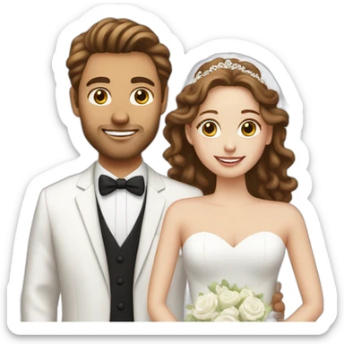 white couple people wedding brown hair sticker