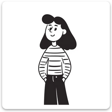 playful cartoon character, hand-drawn doodle style, simple lines, friendly expression sticker