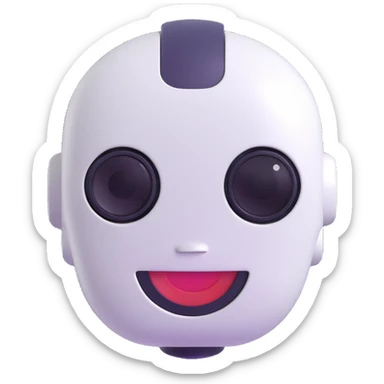 Cute robot assistant head, smile sticker