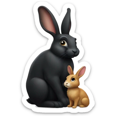A big black rabbit and a small tan rabbit sticker