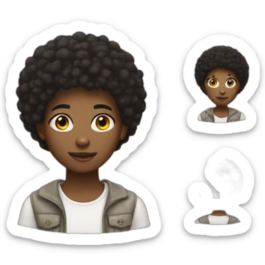 African teen with short afro sticker