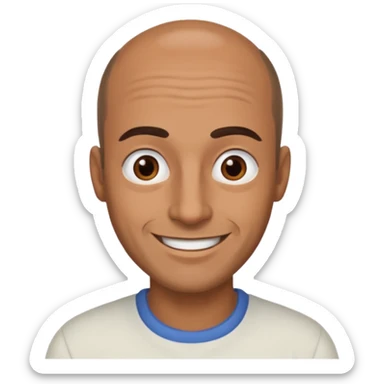 dark tan smiling man with thick eyebrows and balding sparse hair sticker