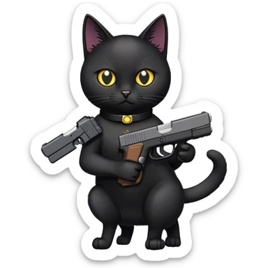 Black cat carrying a glock sticker