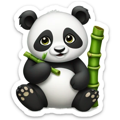 A panda eating a bamboo  sticker