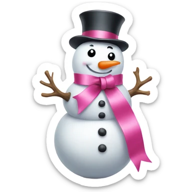 Snowman with pink ribbon sticker