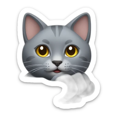 Grey cat who makes a finger of honor sticker