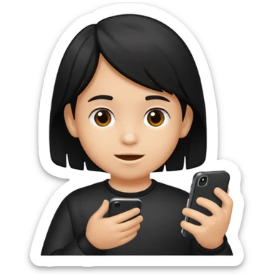 un niño de entre 3 - 10 años jugando con su celular (pelo negro) sticker