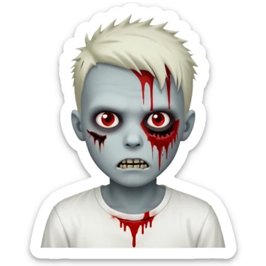 zombie boy with spiky emo hair and white shirt sticker