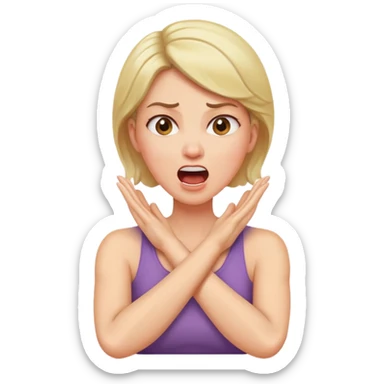 Arms crossed holding neck yelling women sticker