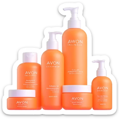 AVON skincare set with facial cleanser, toner, and moisturizer bottles sticker