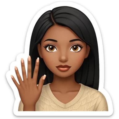 face girl with nails and cute make up black girl strait hair sticker