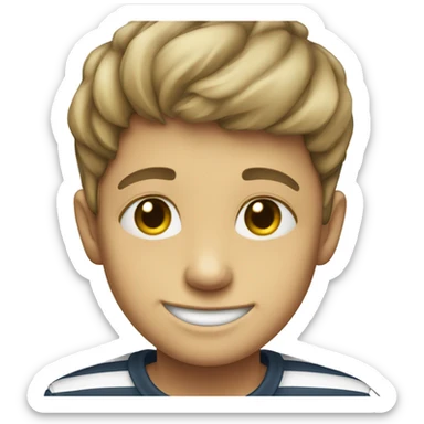 smiling boy in striped shirt sticker