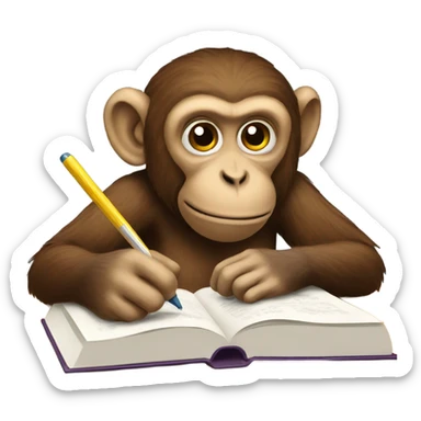 monkey studying sticker