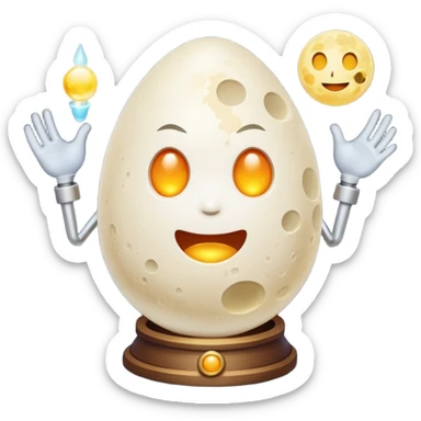alchemy character cracking moon egg with light inside sticker