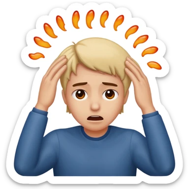 person clawing at their head sticker