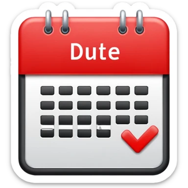 Letters “due date” on a red square  sticker