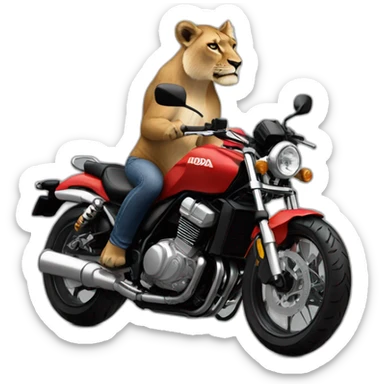 Lioness riding a honda rebel sticker