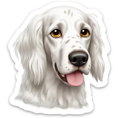 White English setter with one brown eye and brown ears sticker