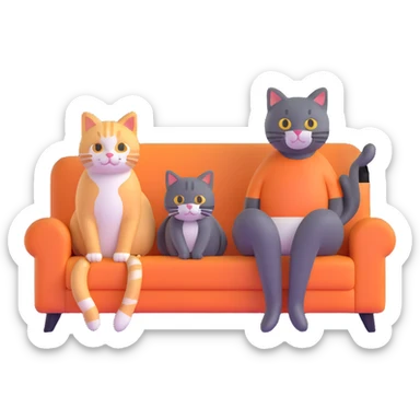 cat sitting next to person on sofa sticker