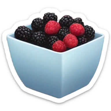 Square bowl of blackberries and raspberries  sticker