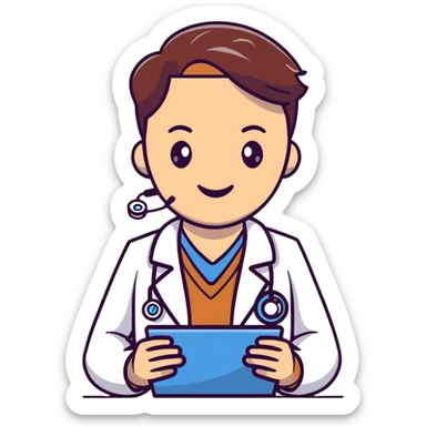 friendly doctor on a telemedicine video call with patient sticker