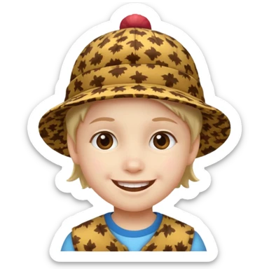 print hat with kid sticker