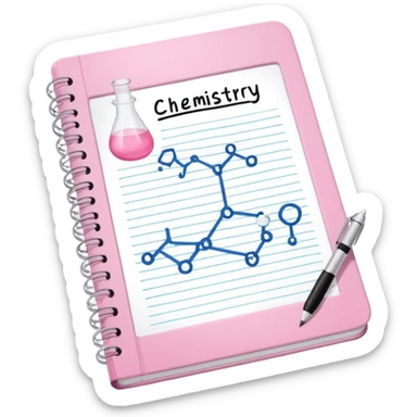 open baby pink note book with neat chemistry notes sticker