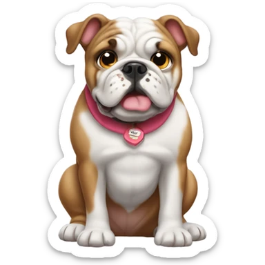 Bulldog with a Rosie name tag sticker