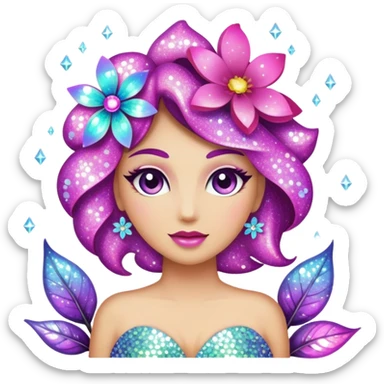 glitter sparkles diva flower sticker