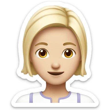 girl with short blond hair and white rabbit ears sticker