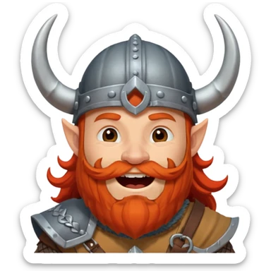 Viki vikingo laughing with horned helmet and red beard sticker