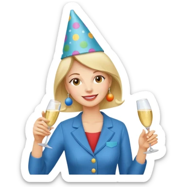 Happy mom is sewing and drinking champagne  sticker