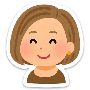 Beyoncé's head in Irasutoya style, happy expression, cute cartoon, gentle colors, round face, short hair, no background sticker
