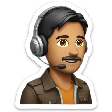 A guy wearing a headset and is indian sticker