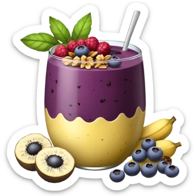 Vaso con açai, que lleve granola plátano arándanos y frutillas sticker