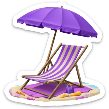 beach chair with purple umbrella sticker