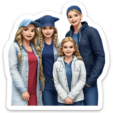 happy girls in denim hats sticker